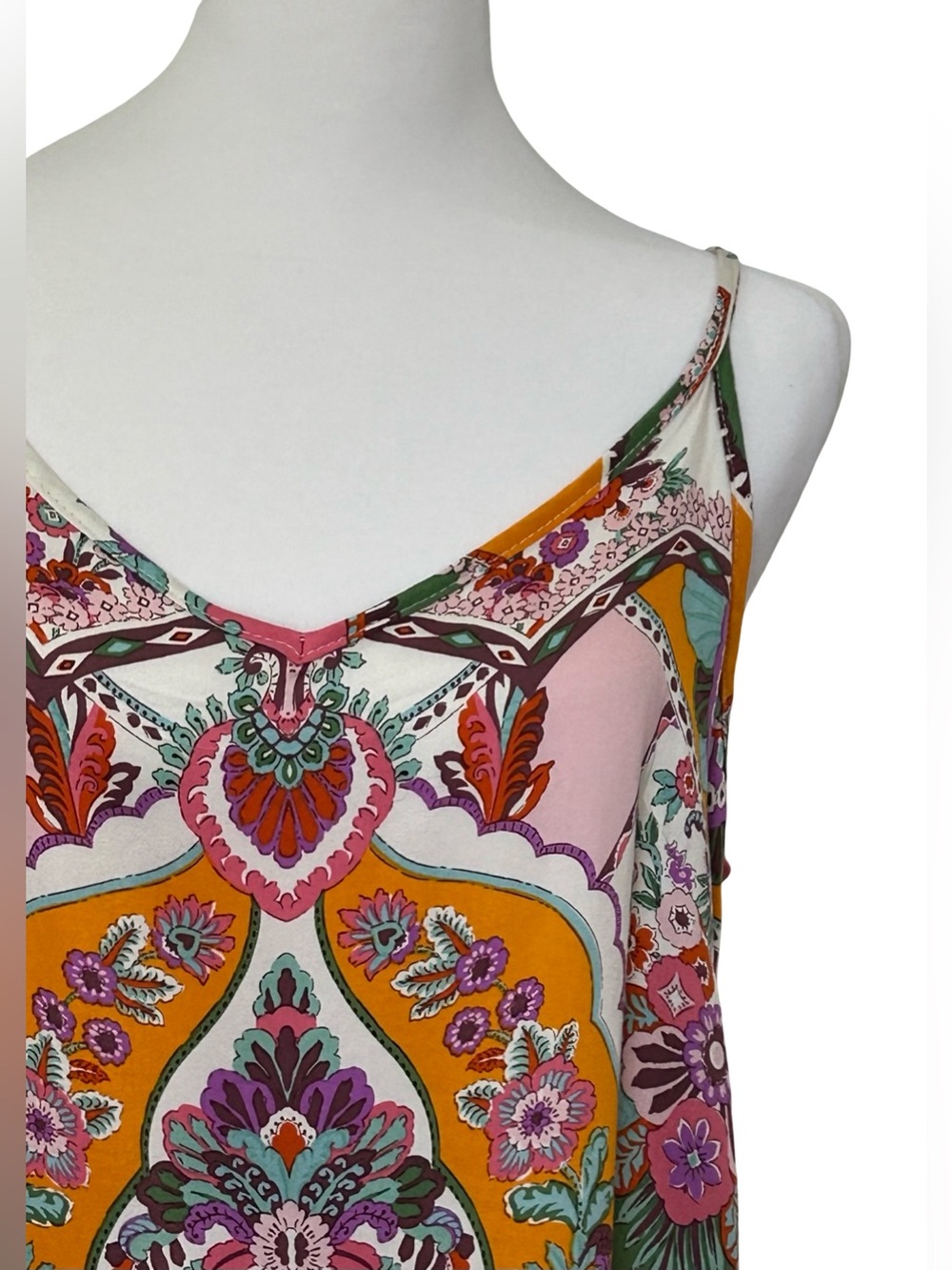 Rachel Zoe Boho Floral Paisley Cami Tank Top Multicolor Print M Summer Festival - Picture 4 of 11